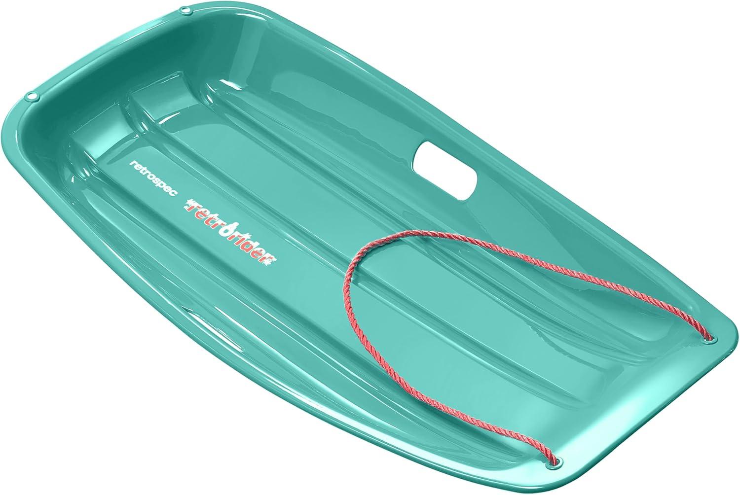 Retrospec Retrorider Plastic Snow Sled – Toboggan Style with Pull Rope, Cold-Resistant Coating, and Hard Bottom for Smooth Downhill Rides – Available in 35″ and 48″ Sizes for Kids and Adults(Legacy Wintertide)