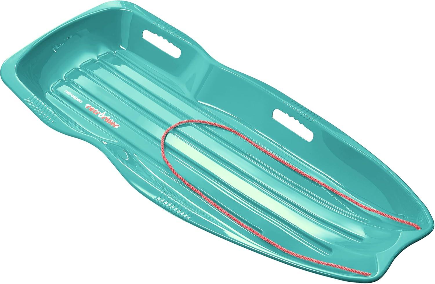 Retrospec Retrorider Plastic Snow Sled – Toboggan Style with Pull Rope, Cold-Resistant Coating, and Hard Bottom for Smooth Downhill Rides – Available in 35″ and 48″ Sizes for Kids and Adults(Legacy Wintertide)