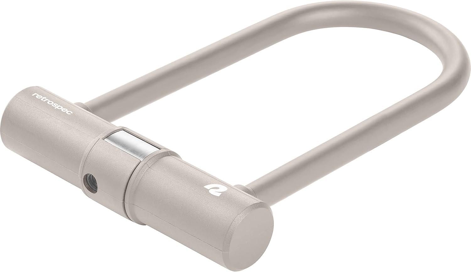 Retrospec Lookout U-Lock Bike Lock with 4Ft Security Cable, Heavy Duty Anti-Theft Bicycle Lock with 14mm Shackle, Pick Resistant & Secure Anti-Rotation Design(Matte Bone)