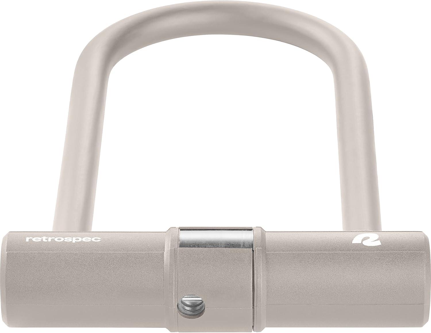Retrospec Lookout U-Lock Bike Lock with 4Ft Security Cable, Heavy Duty Anti-Theft Bicycle Lock with 14mm Shackle, Pick Resistant & Secure Anti-Rotation Design(Matte Bone)