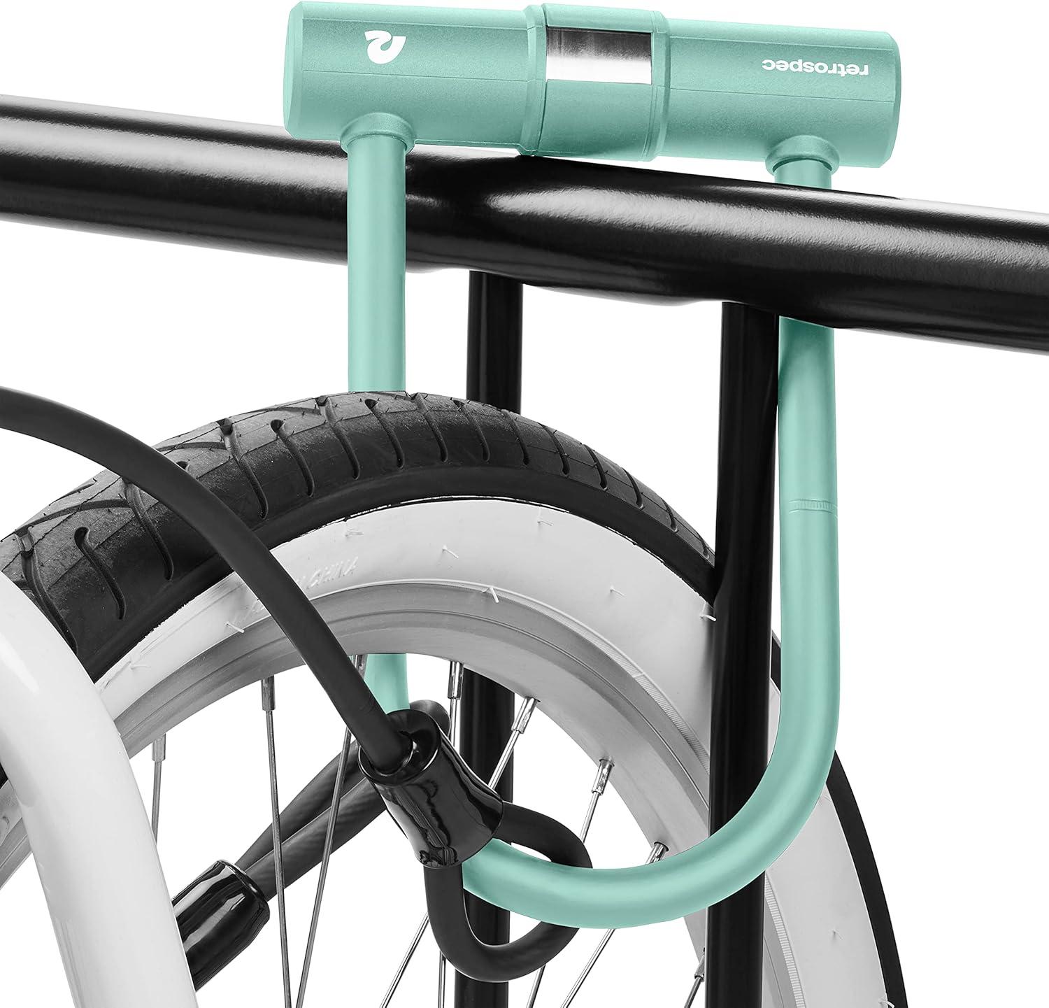 Retrospec Lookout U-Lock Bike Lock with 4Ft Security Cable, Heavy Duty Anti-Theft Bicycle Lock with 14mm Shackle, Pick Resistant & Secure Anti-Rotation Design(Matte Matcha)