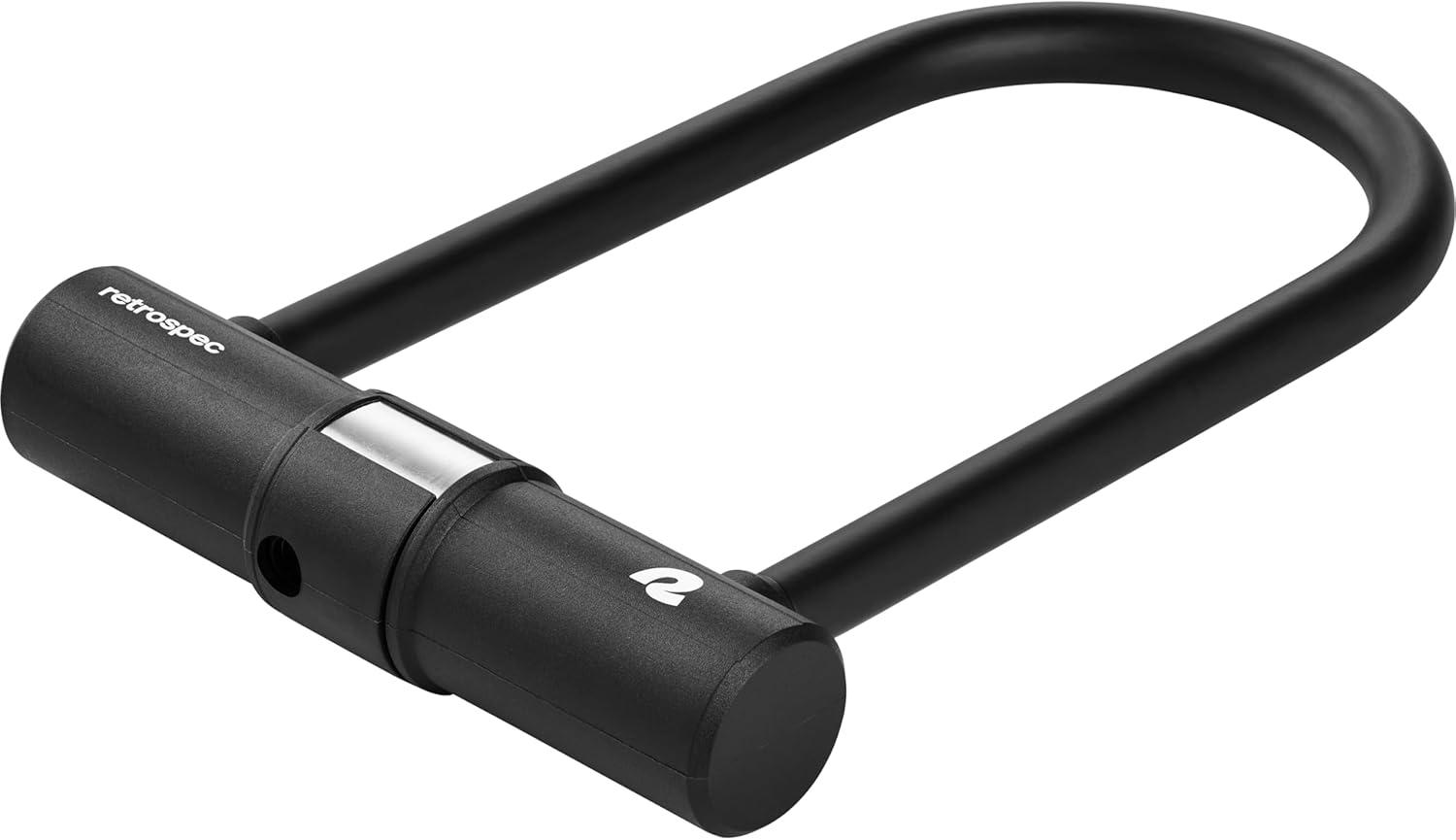 Retrospec Lookout U-Lock Bike Lock with 4Ft Security Cable, Heavy Duty Anti-Theft Bicycle Lock with 14mm Shackle, Pick Resistant & Secure Anti-Rotation Design(Matte Black)