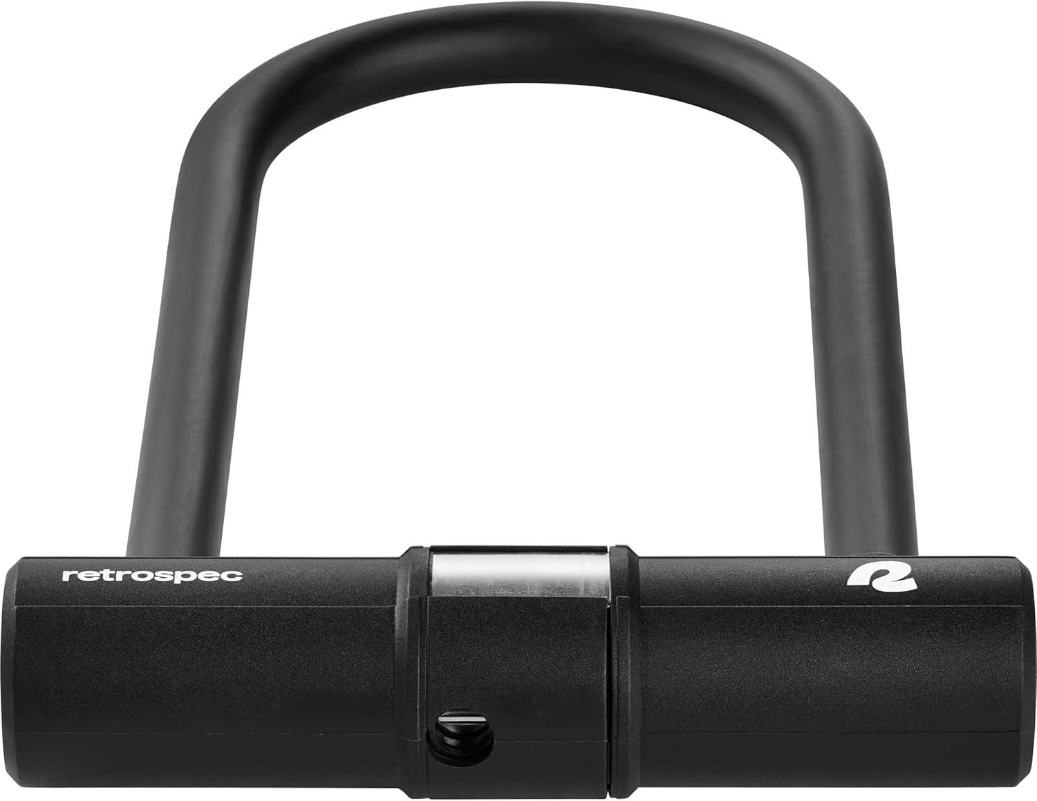 Retrospec Lookout U-Lock Bike Lock with 4Ft Security Cable, Heavy Duty Anti-Theft Bicycle Lock with 14mm Shackle, Pick Resistant & Secure Anti-Rotation Design(Matte Black)