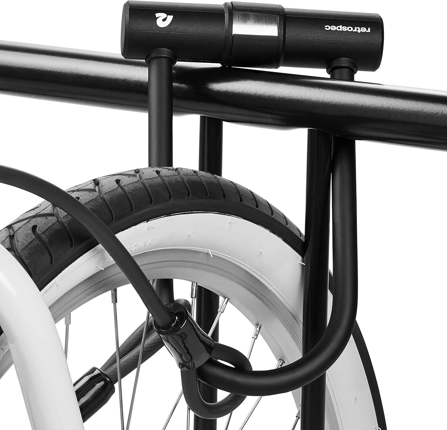 Retrospec Lookout U-Lock Bike Lock with 4Ft Security Cable, Heavy Duty Anti-Theft Bicycle Lock with 14mm Shackle, Pick Resistant & Secure Anti-Rotation Design(Matte Black)