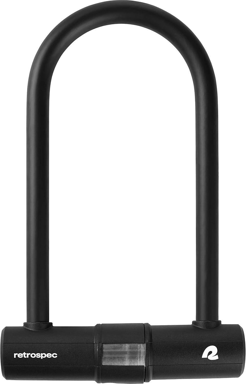 Retrospec Lookout U-Lock Bike Lock with 4Ft Security Cable, Heavy Duty Anti-Theft Bicycle Lock with 14mm Shackle, Pick Resistant & Secure Anti-Rotation Design(Matte Black)